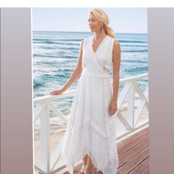 Soft Surroundings Dress Villette White Lace Summer Sz PM off white - Picture 1 of 11